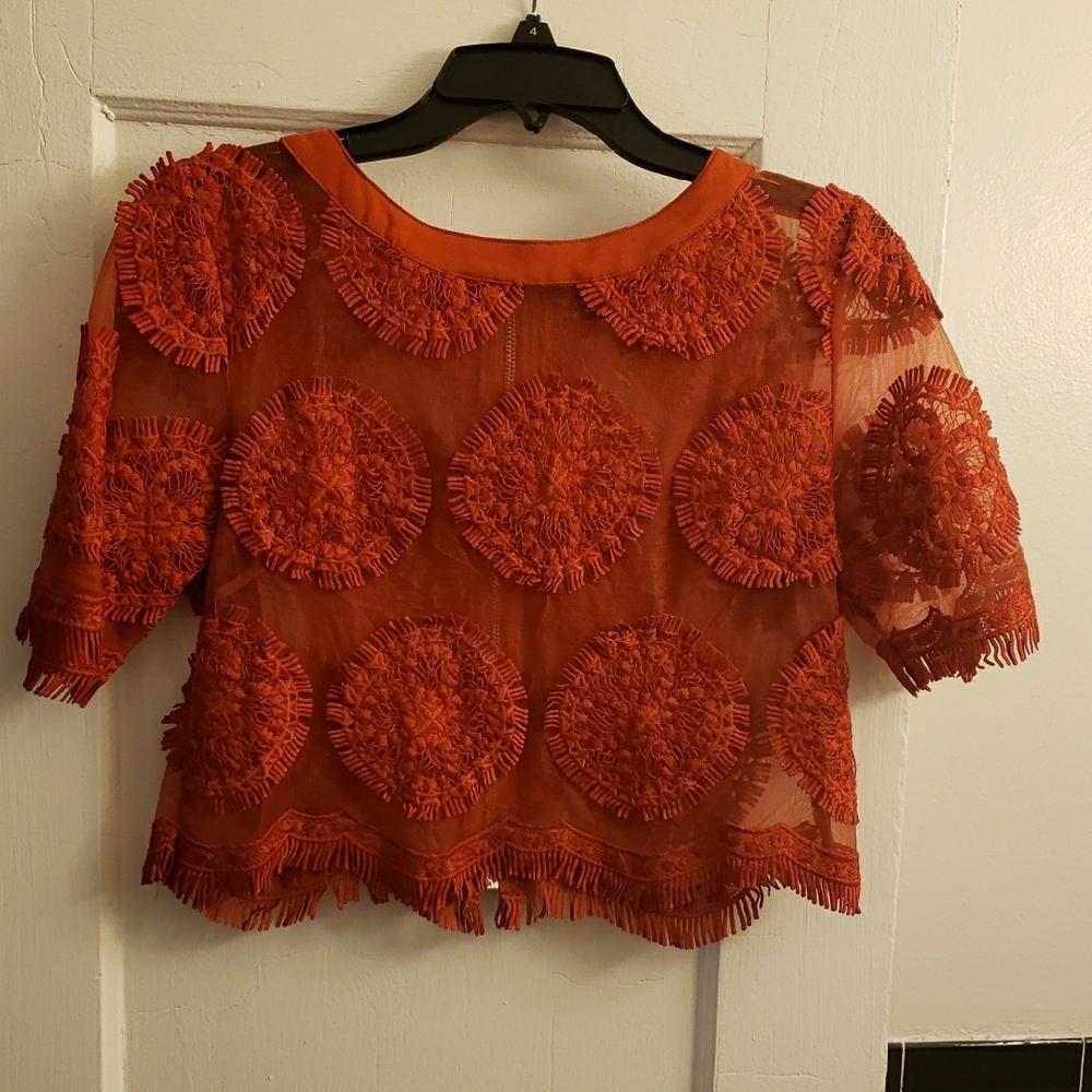 Elegant Orange Lace Women Top